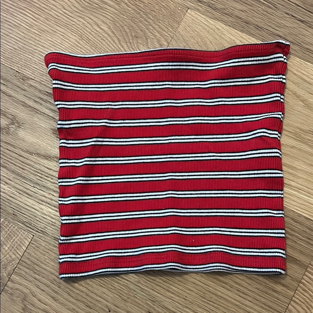 Brandy Melville Red and White Striped Crop Top